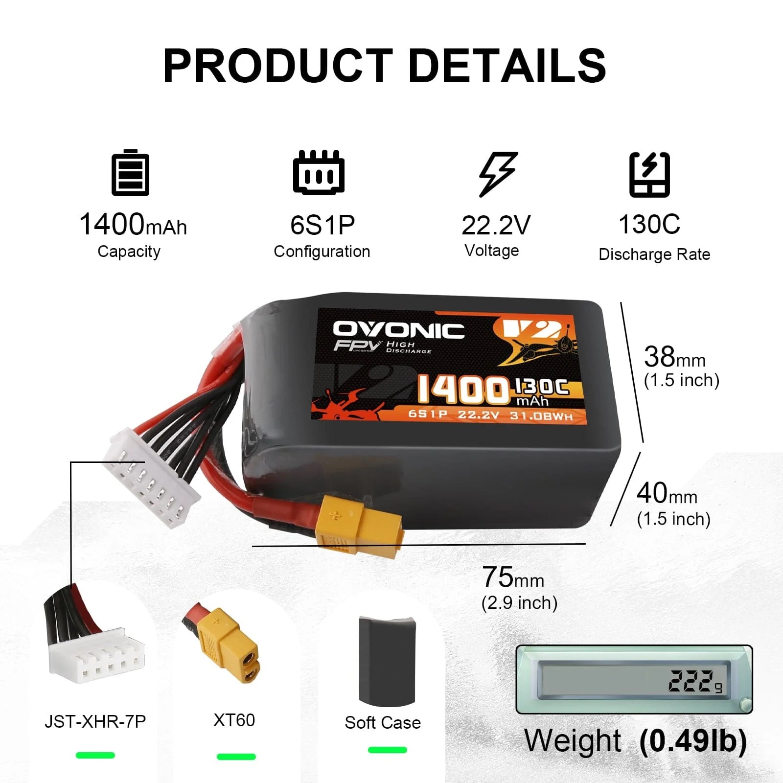 Ovonic 6S LiPo Battery 22.2V 1 - Walksnail Avatar Hd Goggles X review and price